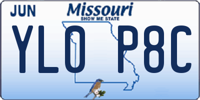 MO license plate YL0P8C