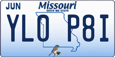MO license plate YL0P8I