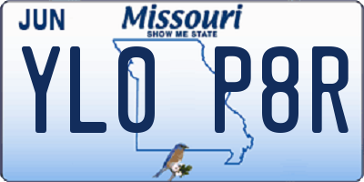MO license plate YL0P8R
