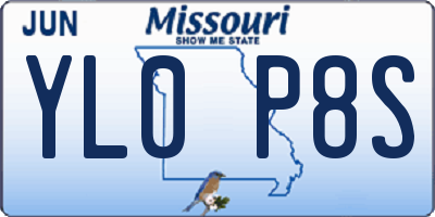 MO license plate YL0P8S