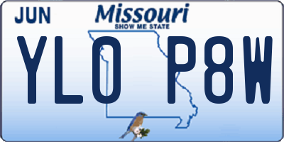 MO license plate YL0P8W