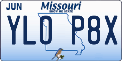 MO license plate YL0P8X