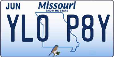 MO license plate YL0P8Y