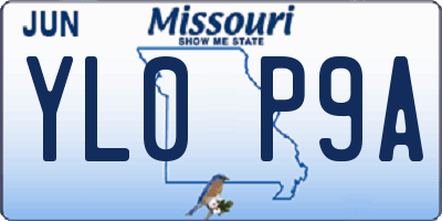 MO license plate YL0P9A