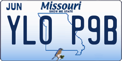 MO license plate YL0P9B