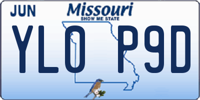 MO license plate YL0P9D