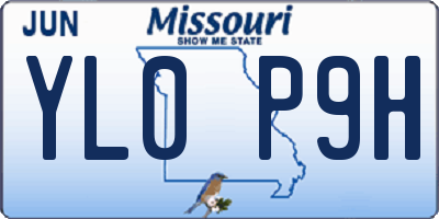 MO license plate YL0P9H