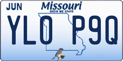 MO license plate YL0P9Q