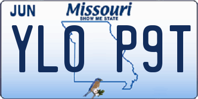 MO license plate YL0P9T