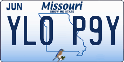 MO license plate YL0P9Y