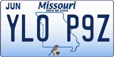 MO license plate YL0P9Z