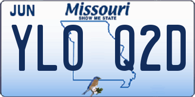 MO license plate YL0Q2D