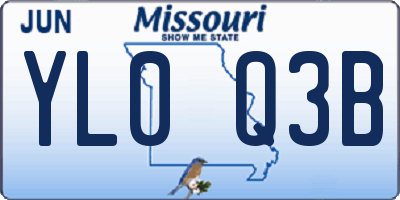 MO license plate YL0Q3B