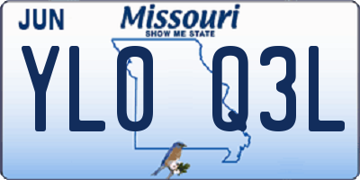MO license plate YL0Q3L