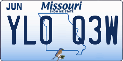 MO license plate YL0Q3W