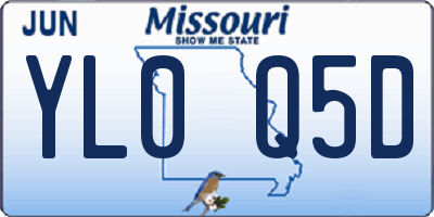 MO license plate YL0Q5D