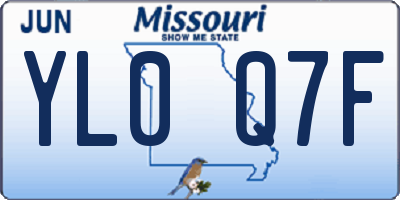 MO license plate YL0Q7F