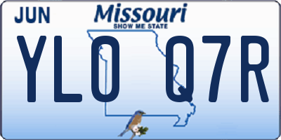 MO license plate YL0Q7R