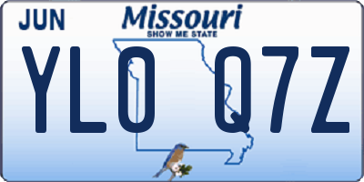 MO license plate YL0Q7Z