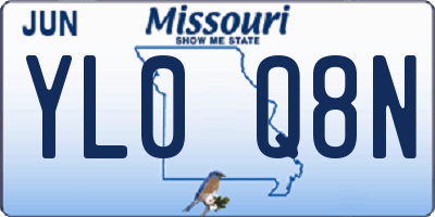MO license plate YL0Q8N