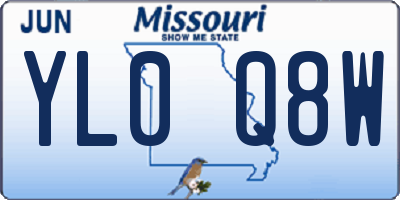 MO license plate YL0Q8W