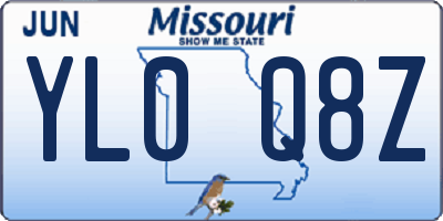 MO license plate YL0Q8Z