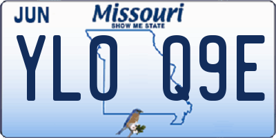 MO license plate YL0Q9E