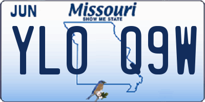 MO license plate YL0Q9W
