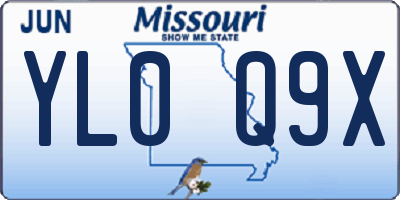 MO license plate YL0Q9X