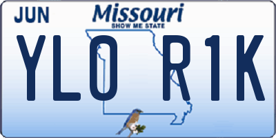 MO license plate YL0R1K