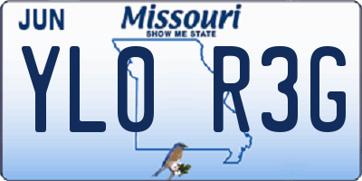 MO license plate YL0R3G