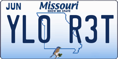 MO license plate YL0R3T