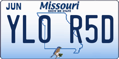 MO license plate YL0R5D