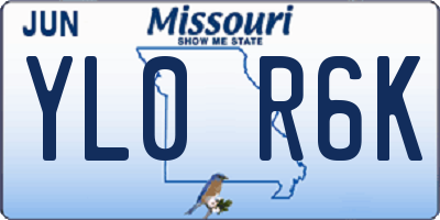 MO license plate YL0R6K