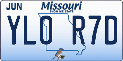 MO license plate YL0R7D