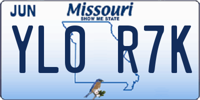 MO license plate YL0R7K