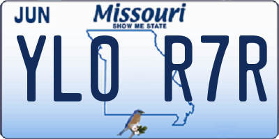 MO license plate YL0R7R