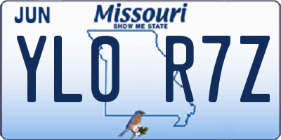 MO license plate YL0R7Z