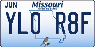 MO license plate YL0R8F