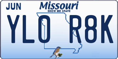 MO license plate YL0R8K