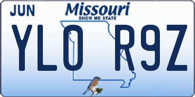MO license plate YL0R9Z