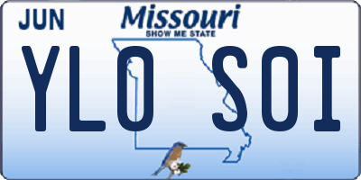 MO license plate YL0S0I