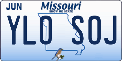 MO license plate YL0S0J