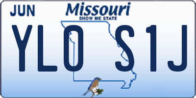 MO license plate YL0S1J