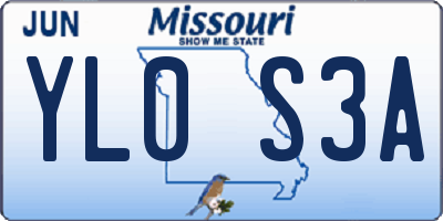 MO license plate YL0S3A