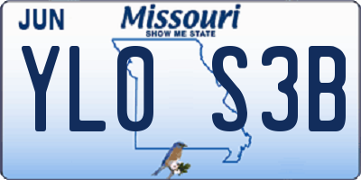 MO license plate YL0S3B