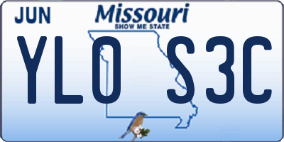 MO license plate YL0S3C