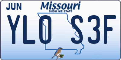 MO license plate YL0S3F