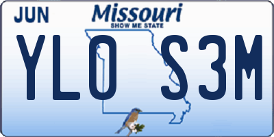 MO license plate YL0S3M