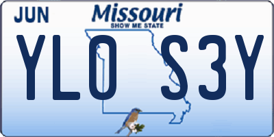 MO license plate YL0S3Y